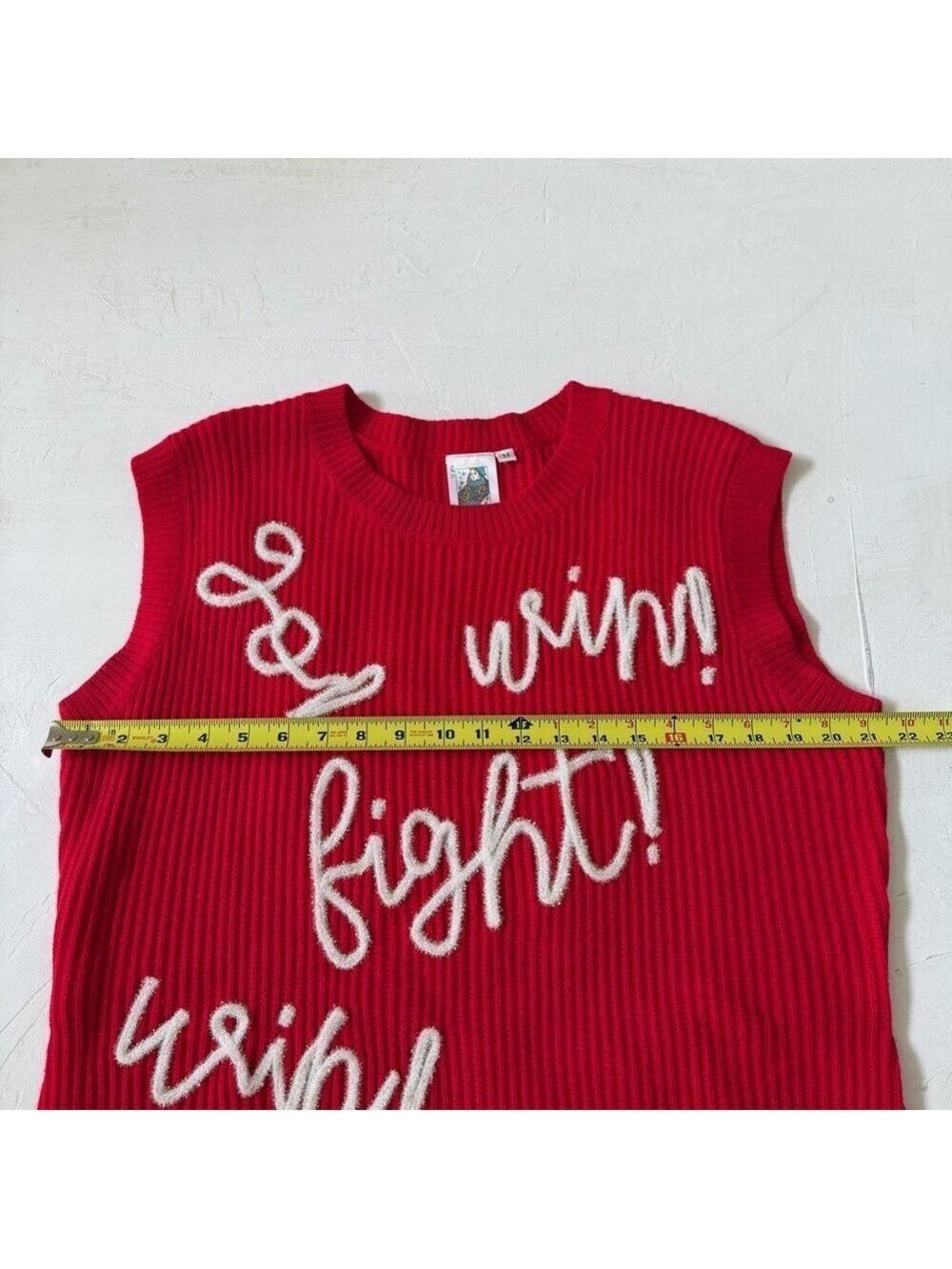 Queen of Sparkles Fight! Win! Sweater Dress Red White Christmas Size M - Picture 8 of 9